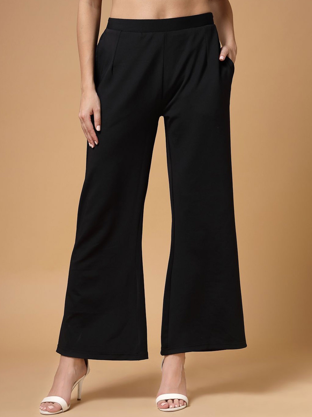 

VESTIDO MODAS Women Straight Fit High-Rise Trousers, Black