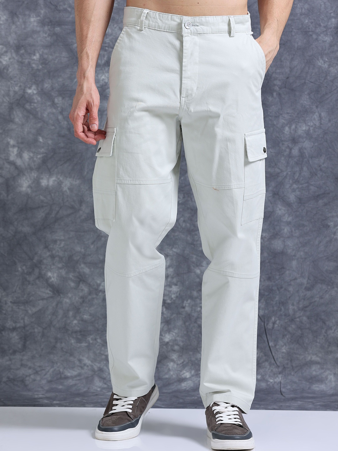 

The Roadster Lifestyle Co Cotton Relaxed-Fit Cargos, Blue