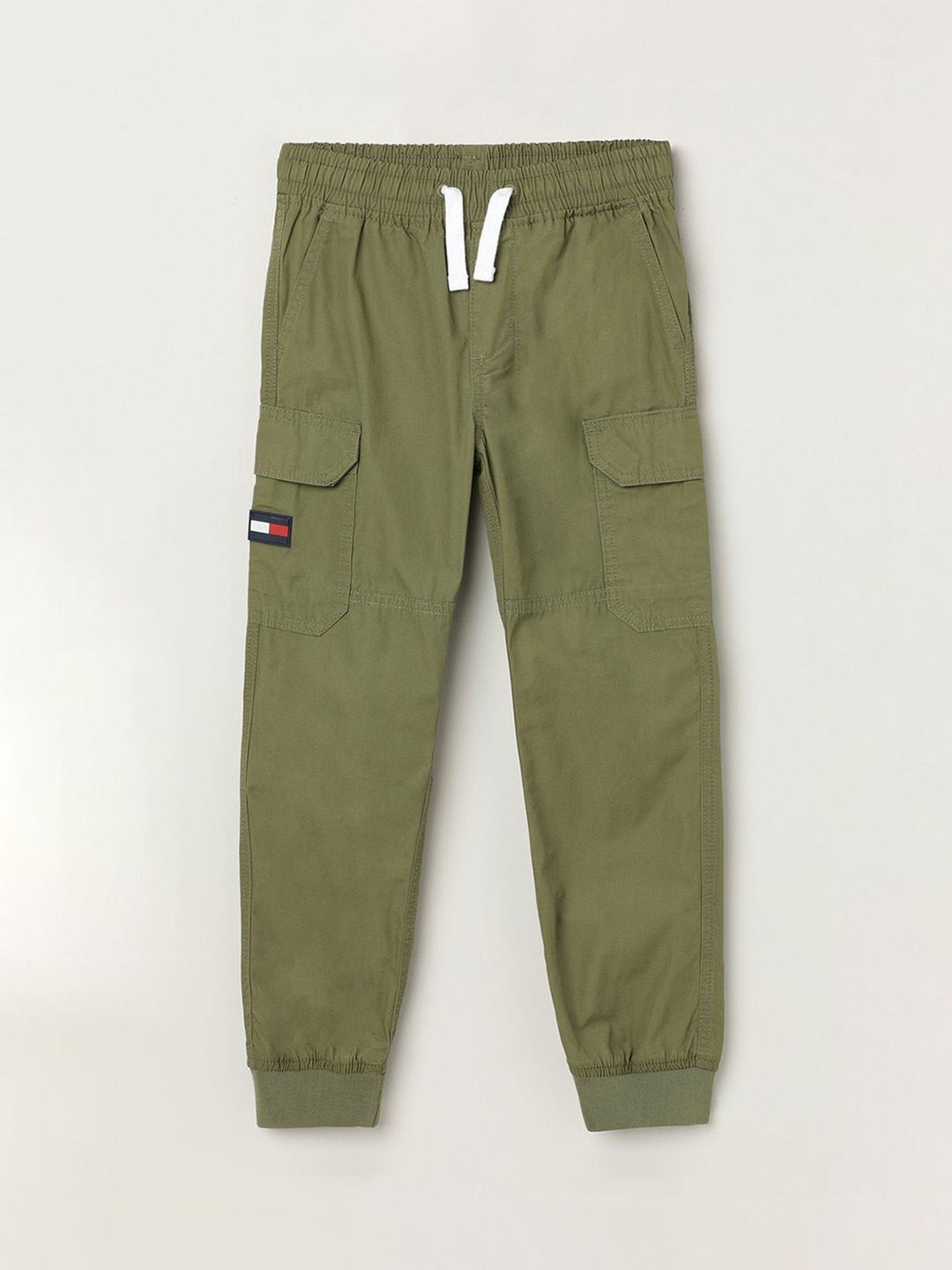 

Tommy Hilfiger Boys Mid-Rise Cargos Joggers, Olive