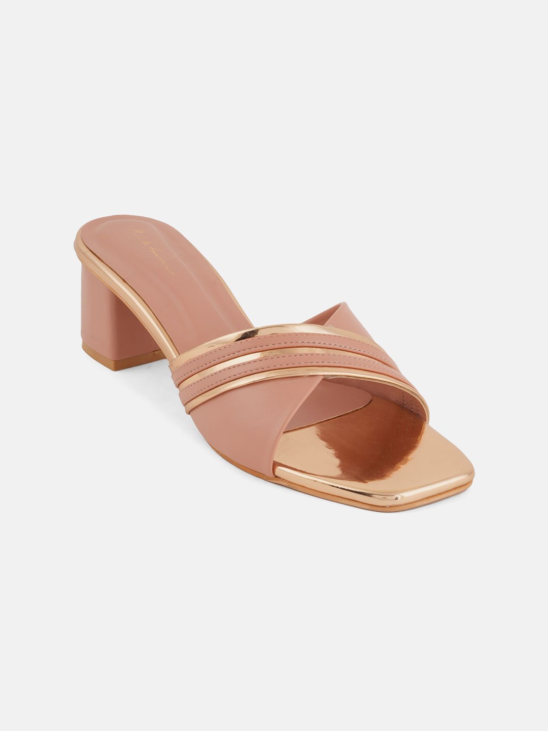 

Mast & Harbour Peach-Coloured Open Toe Block Heels