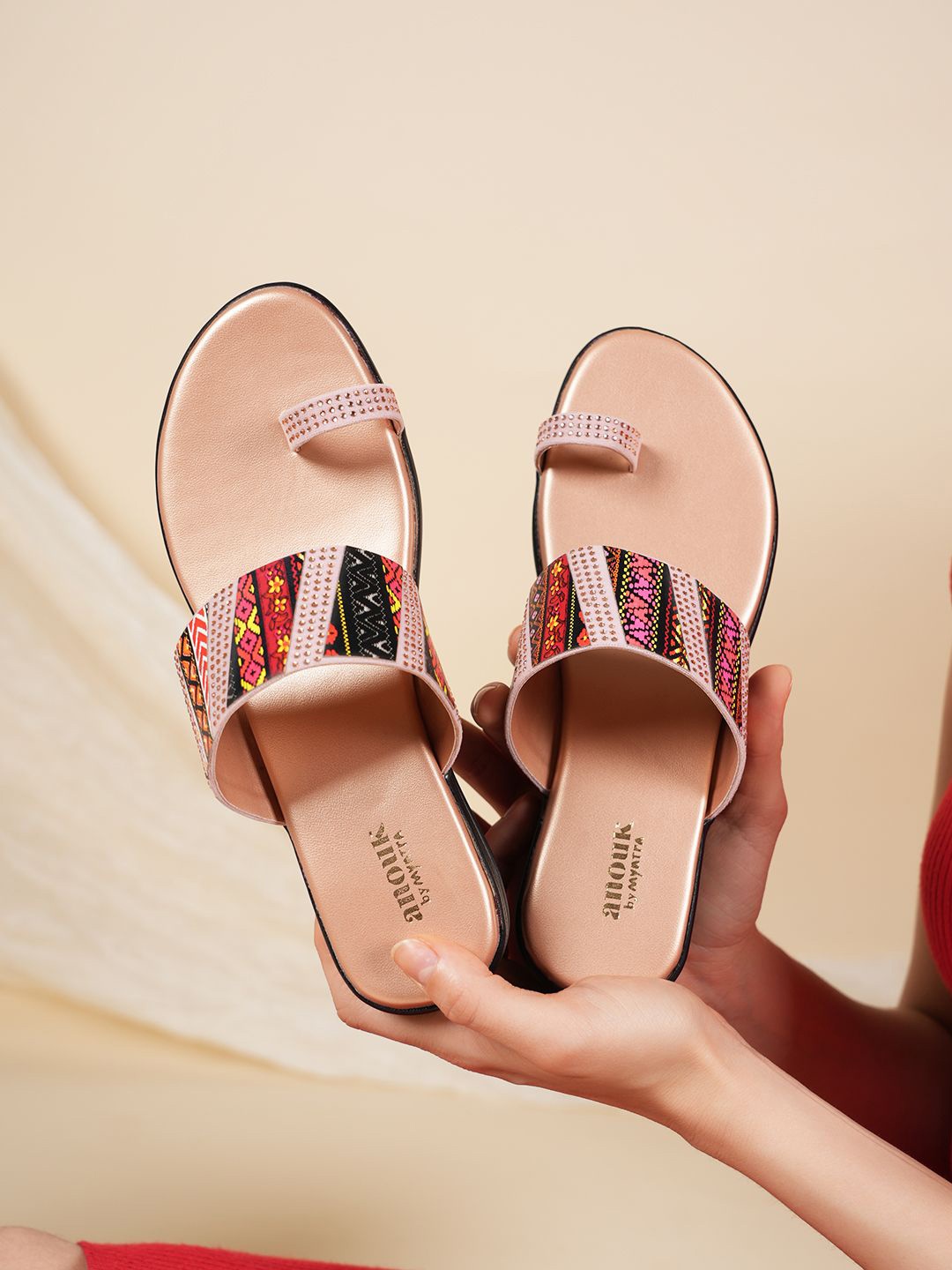

Anouk Printed Party Block Pumps, Rose gold