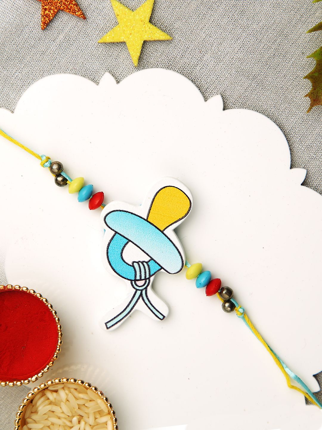 

Aapno Rajasthan Kids Wonderful Stylish Rakhi With Roli Chawal & Greetings Card, Blue