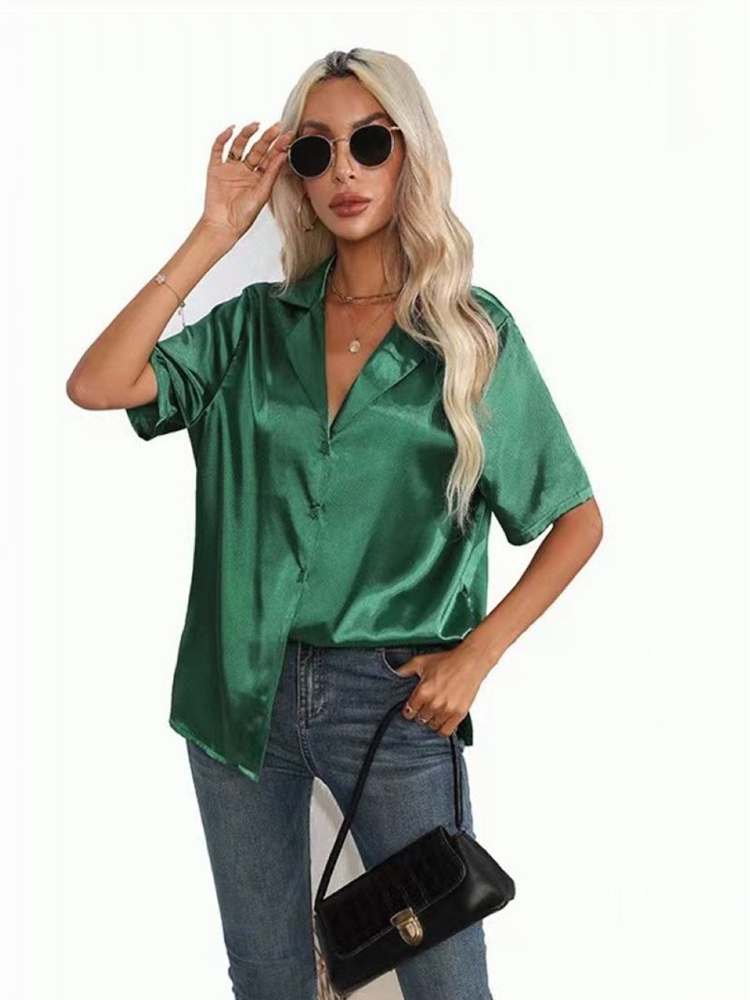 

StyleCast Women Solid Opaque Casual Shirt, Green