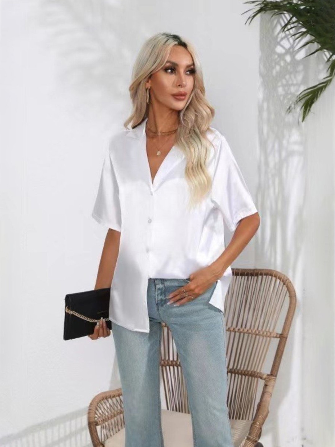 

StyleCast Women Solid Opaque Striped Casual Shirt, White