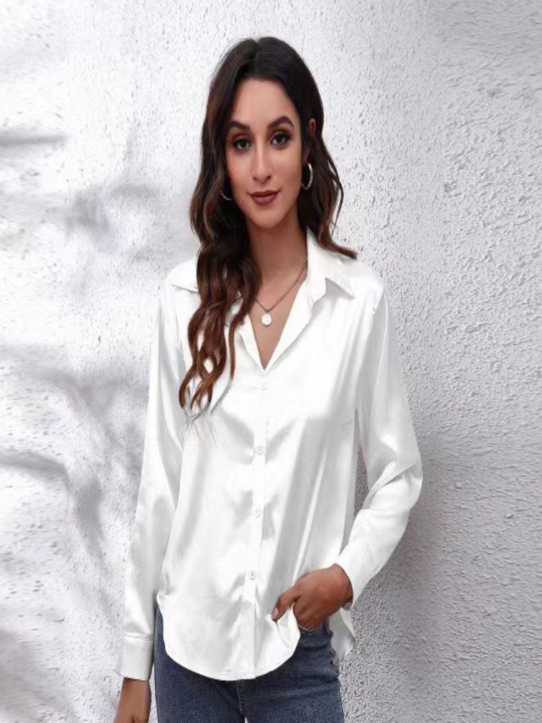 

StyleCast Women Solid Opaque Casual Shirt, White