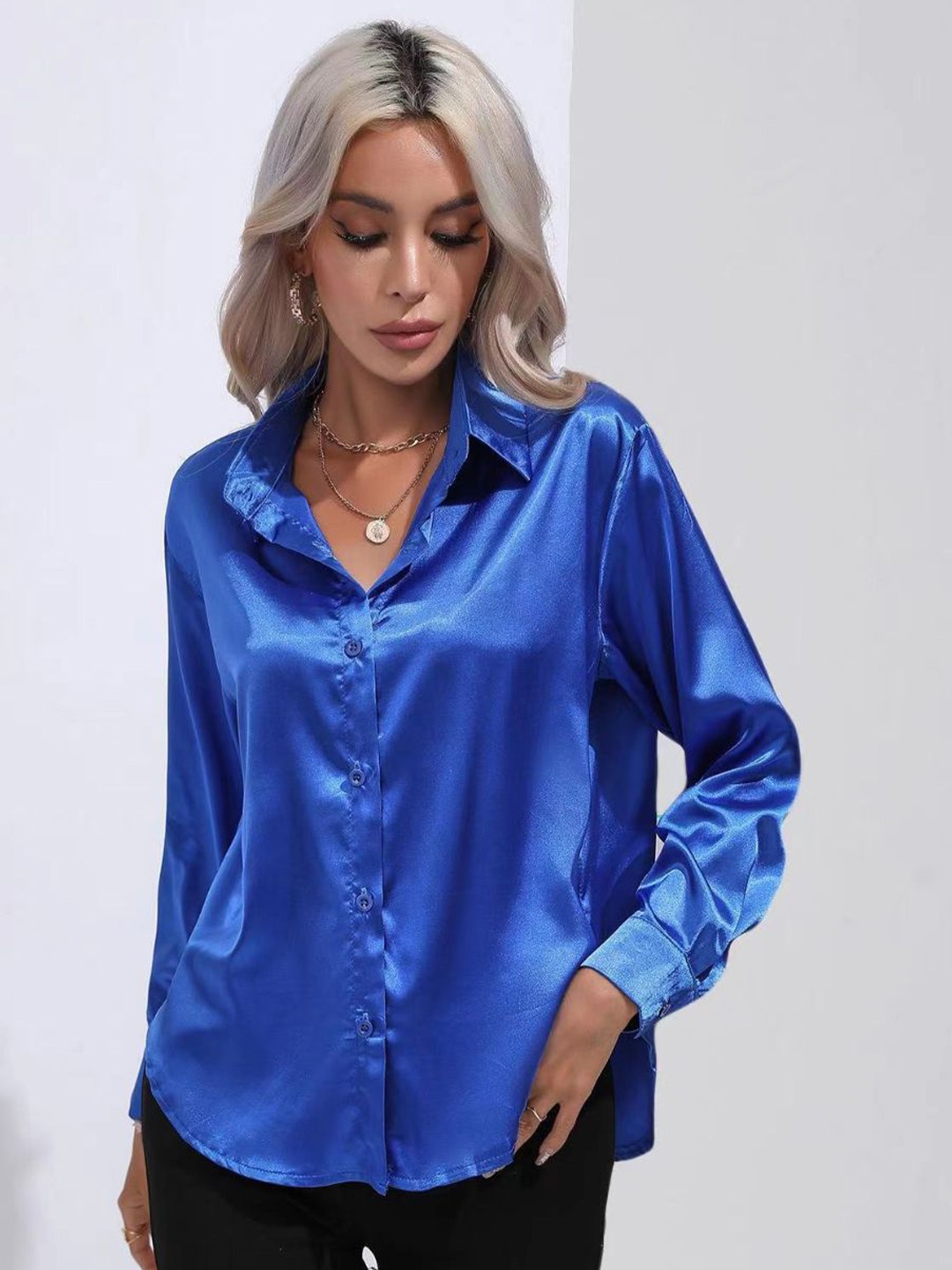 

StyleCast Women Solid Opaque Casual Shirt, Blue