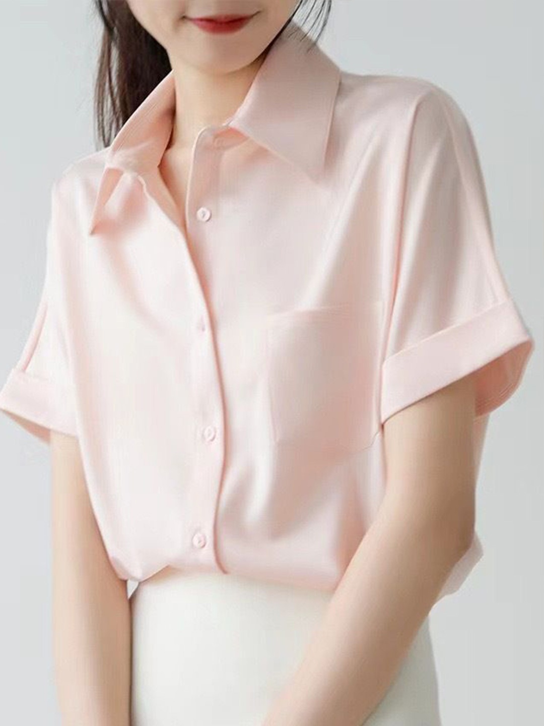 

StyleCast Women Solid Opaque Casual Shirt, Pink