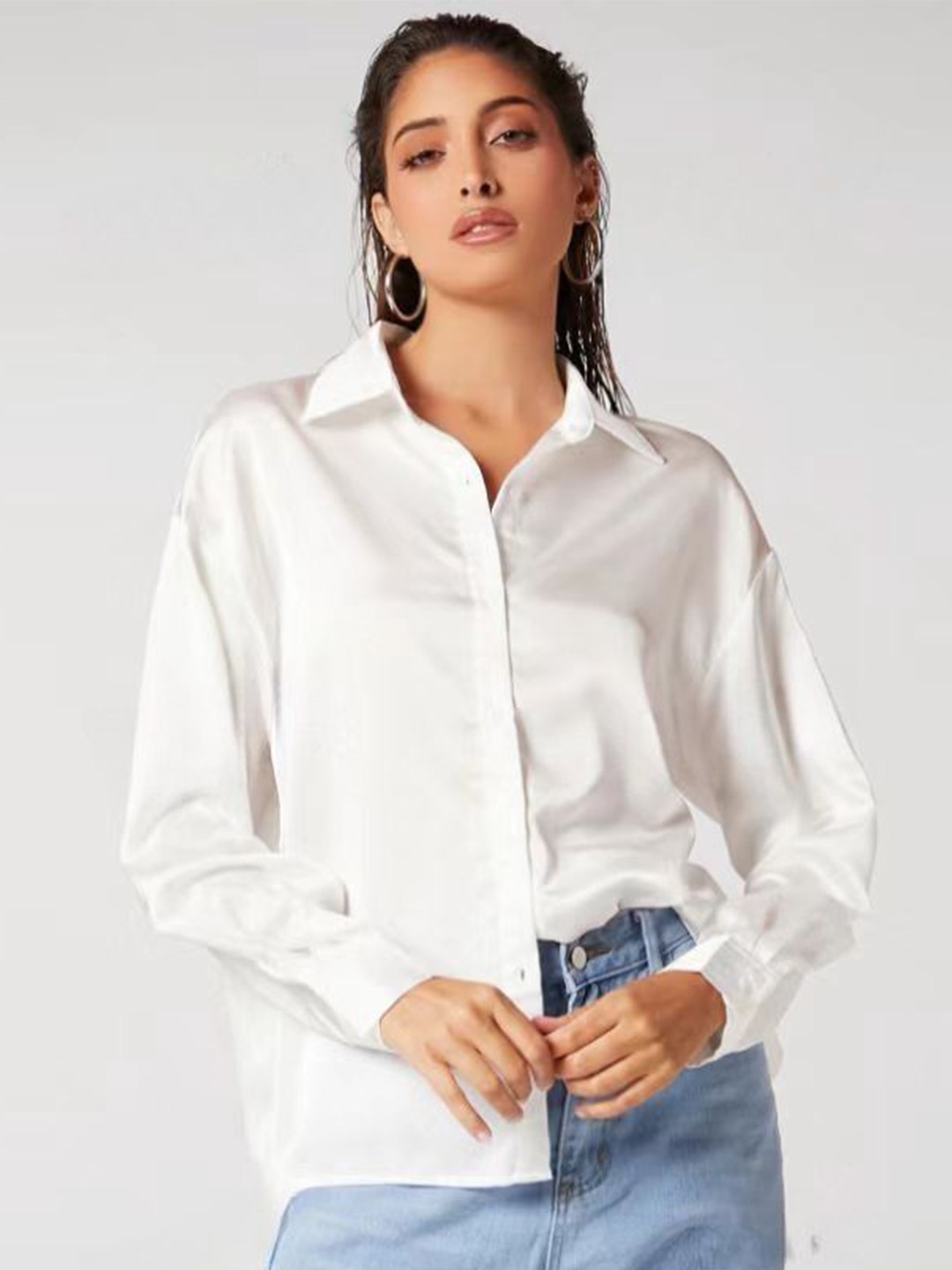 

StyleCast Women Solid Opaque Casual Shirt, White