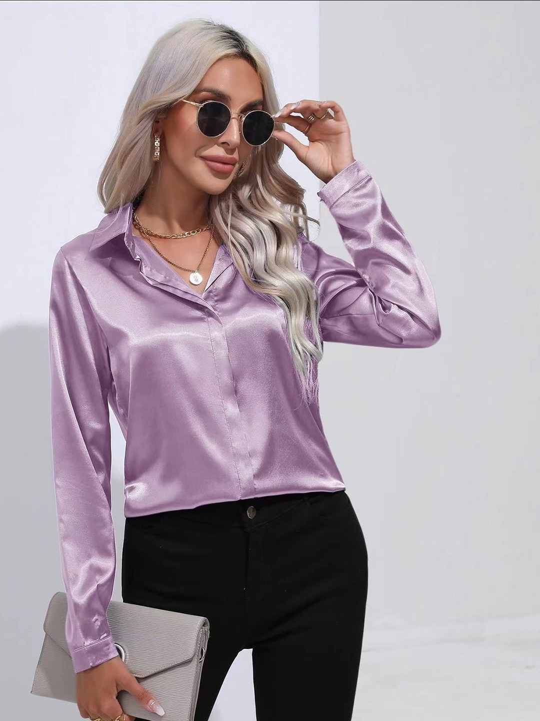 

StyleCast Women Solid Opaque Casual Shirt, Purple