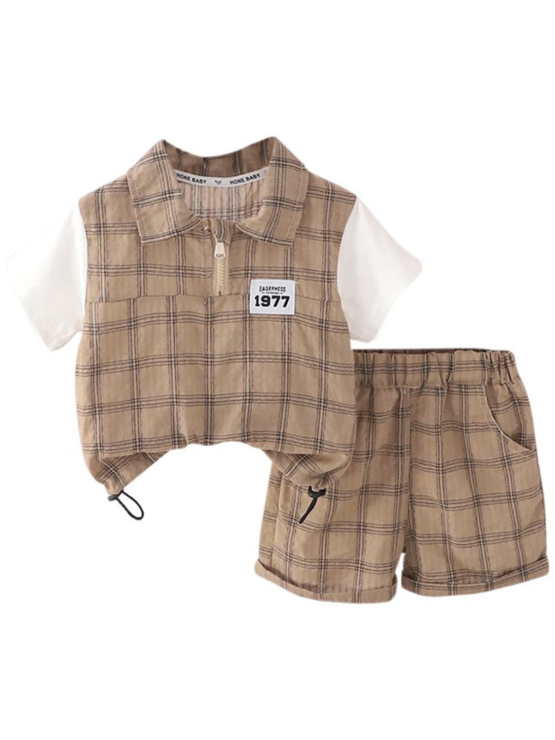 

StyleCast x Revolte Boys Checked T-shirt with Shorts, Khaki