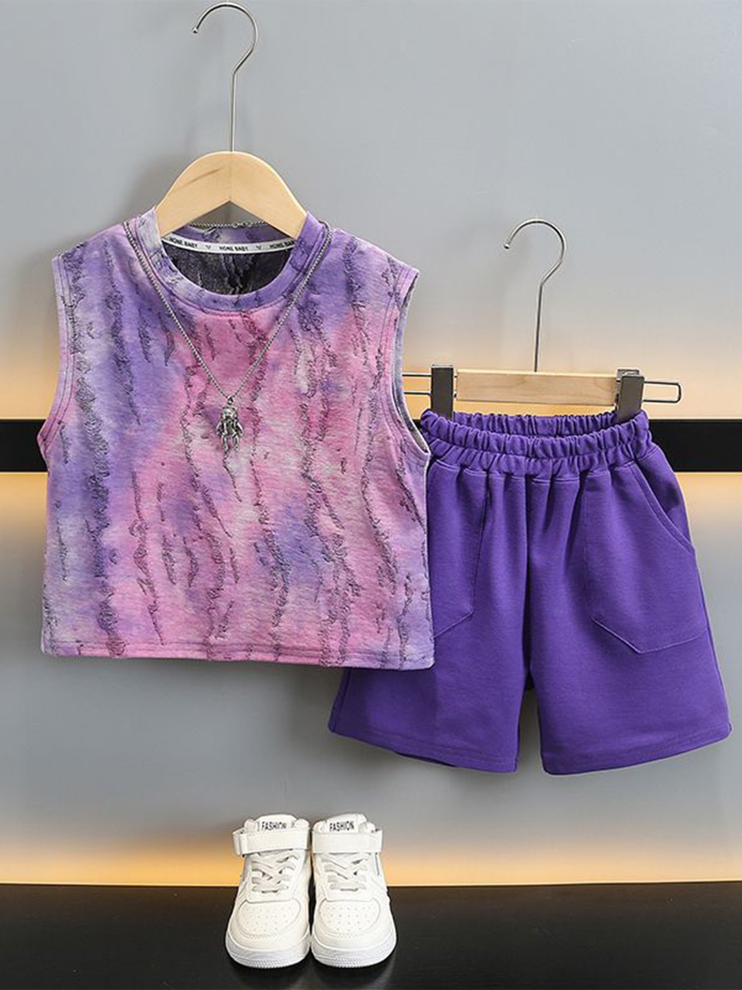 

StyleCast x Revolte Boys Dyed T-shirt with Shorts, Purple