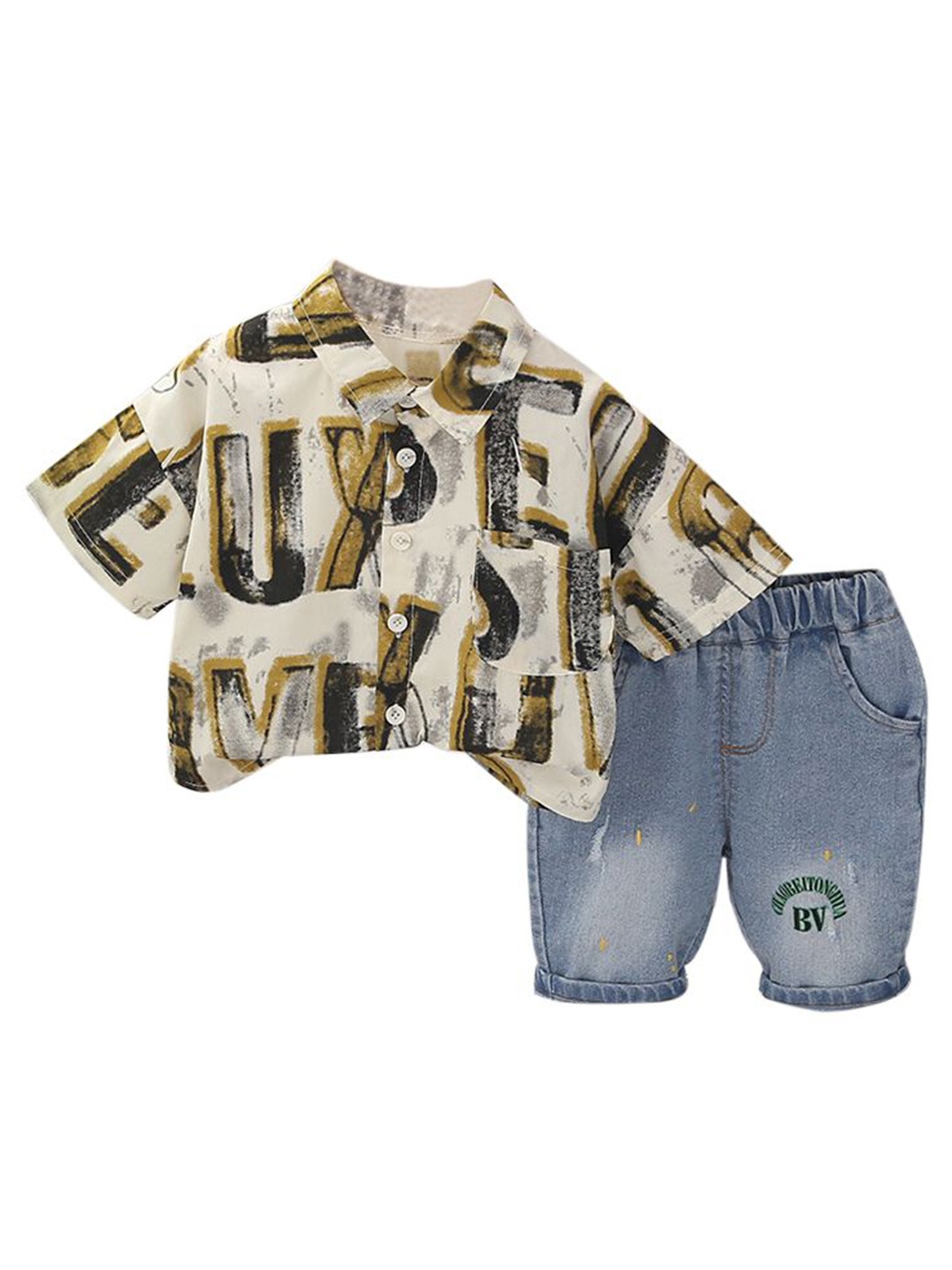 

StyleCast x Revolte Boys Yellow & Blue Printed Shirt with Shorts
