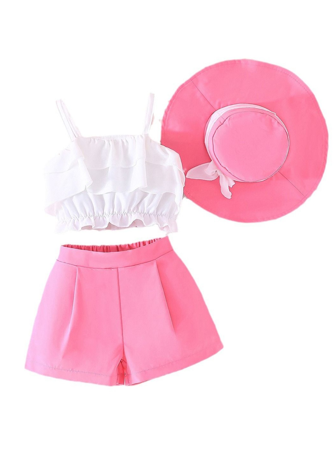 

StyleCast x Revolte Girls Pink & White Top with Shorts