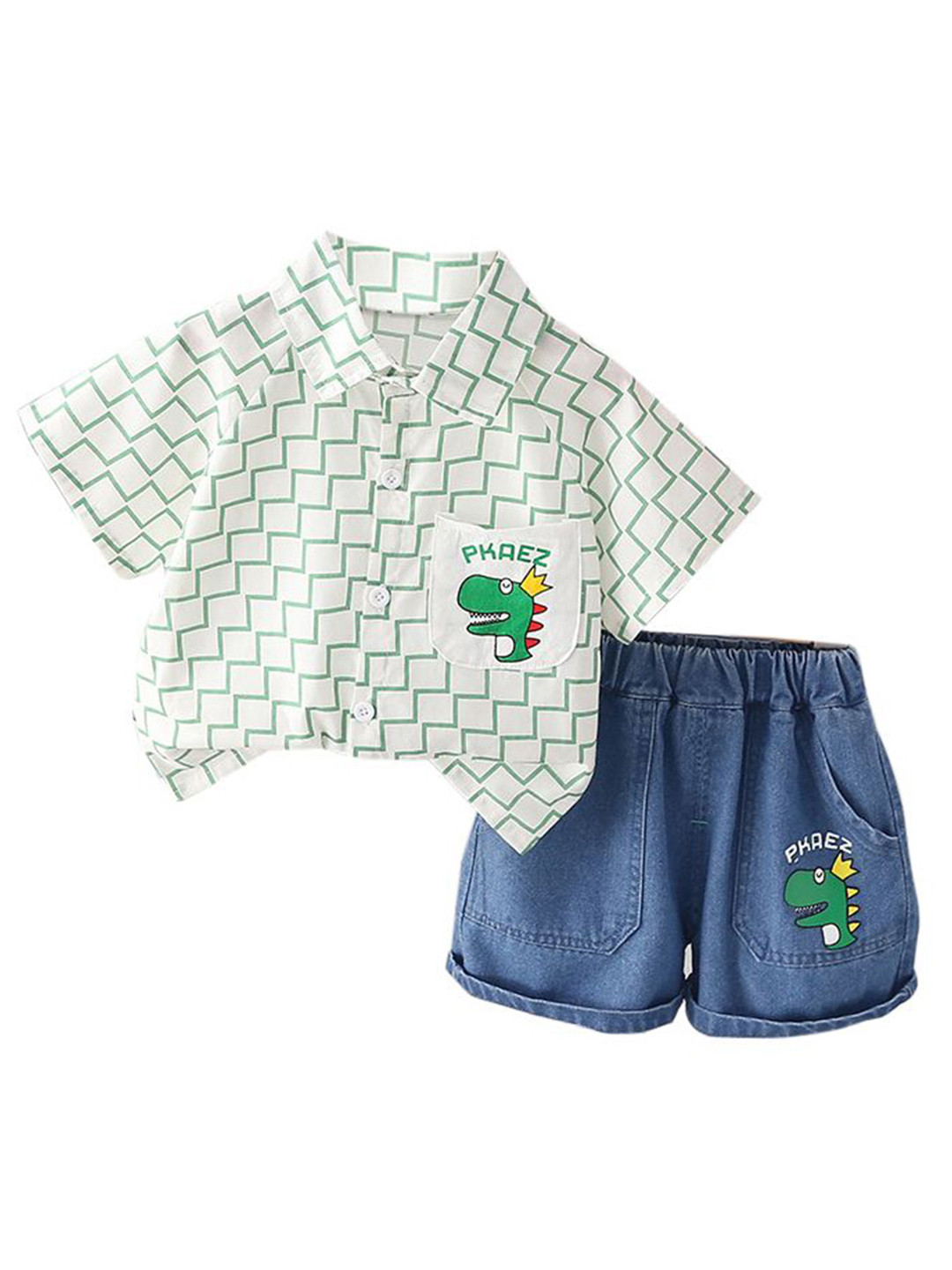 

StyleCast x Revolte Boys Green Geometric Printed T-shirt With Shorts
