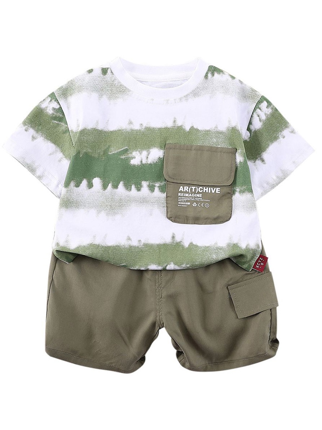 

StyleCast x Revolte Boys Green Typography Printed T-shirt With Shorts