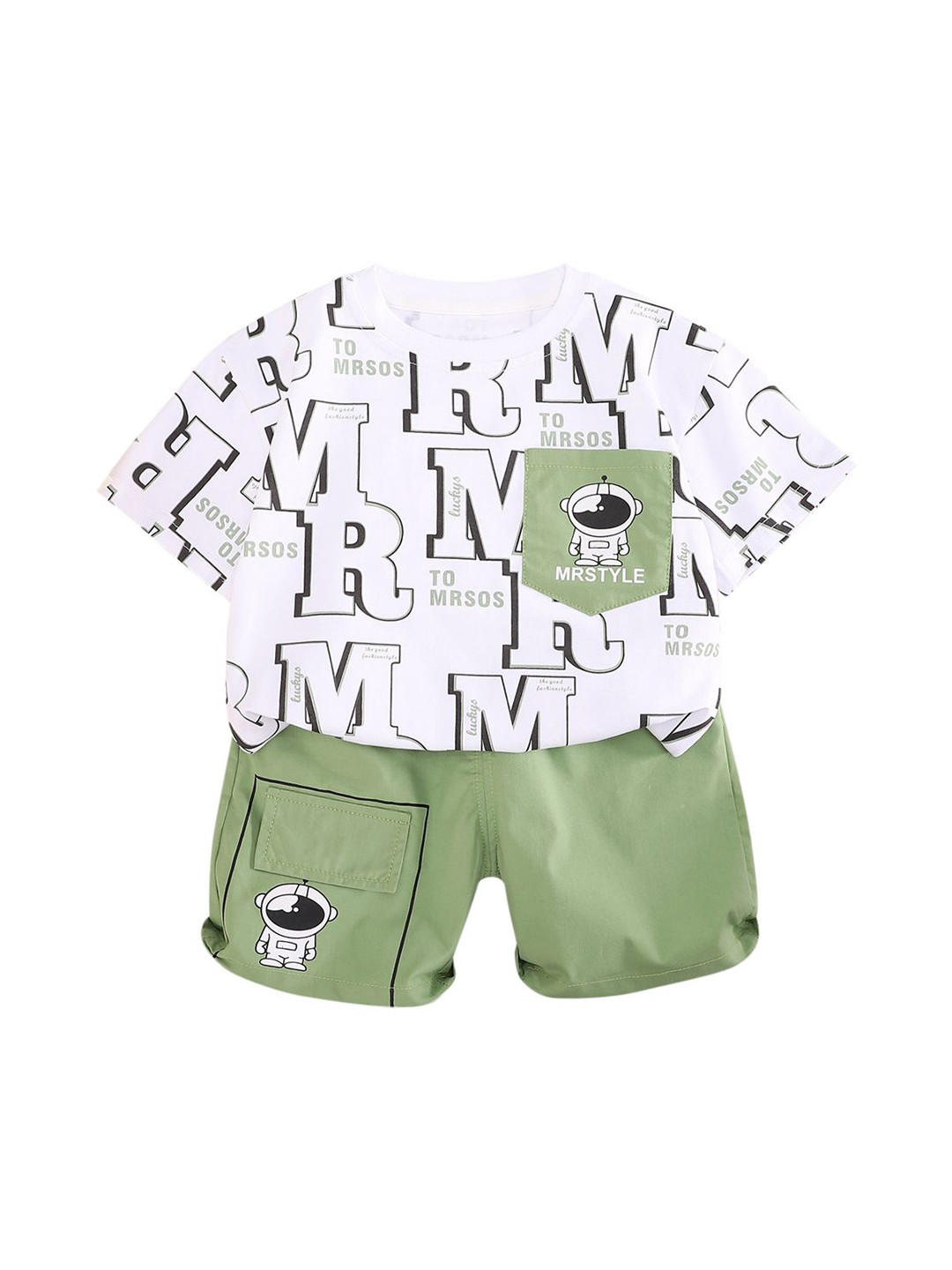 

StyleCast x Revolte Boys Printed Round Neck T-shirt with Shorts, Green
