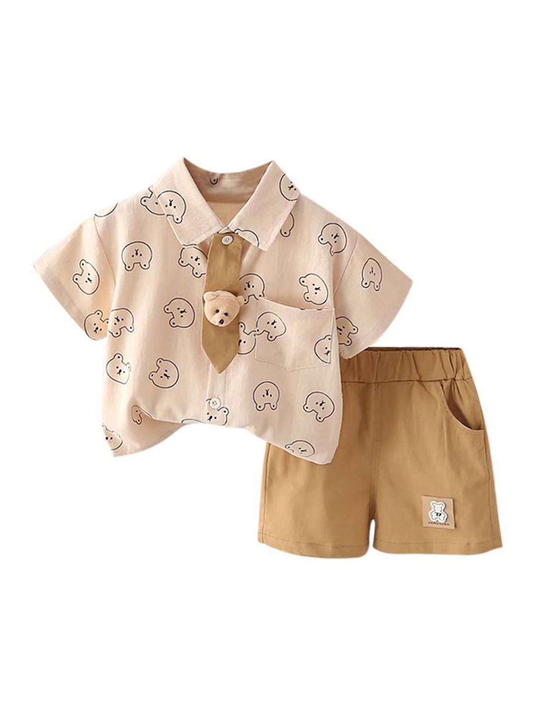 

StyleCast x Revolte Boys Printed Shirt Collar T-shirt with Shorts, Khaki