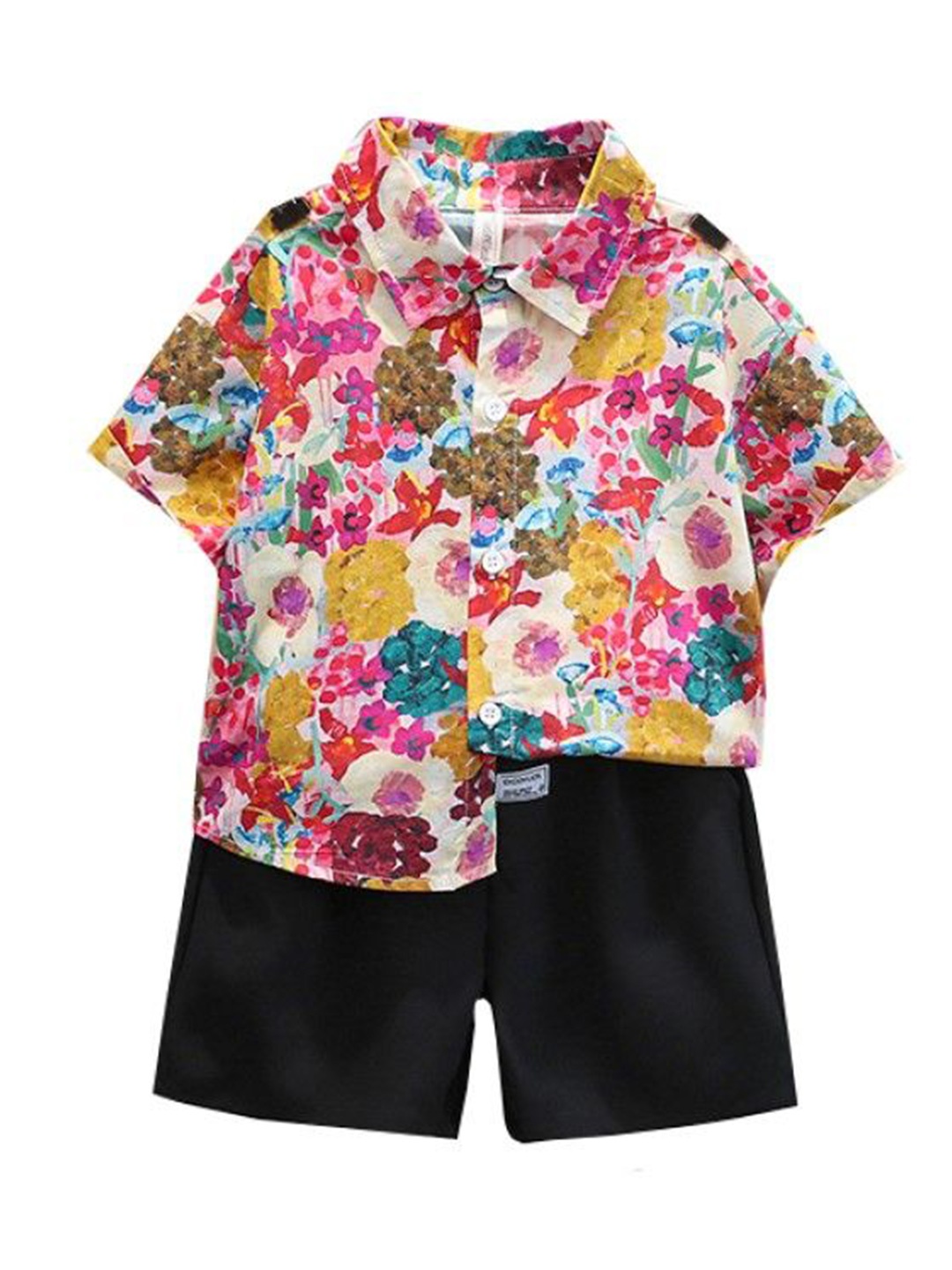 

StyleCast x Revolte Boys Printed Shirt Collar Pure Cotton Shirt with Shorts, Pink