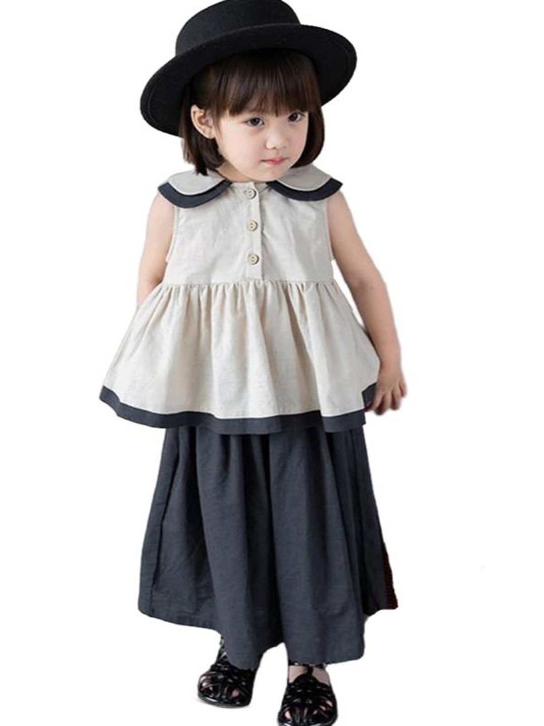 

StyleCast x Revolte Girls Peter Pan Collar Pure Cotton Top with Skirt, Off white