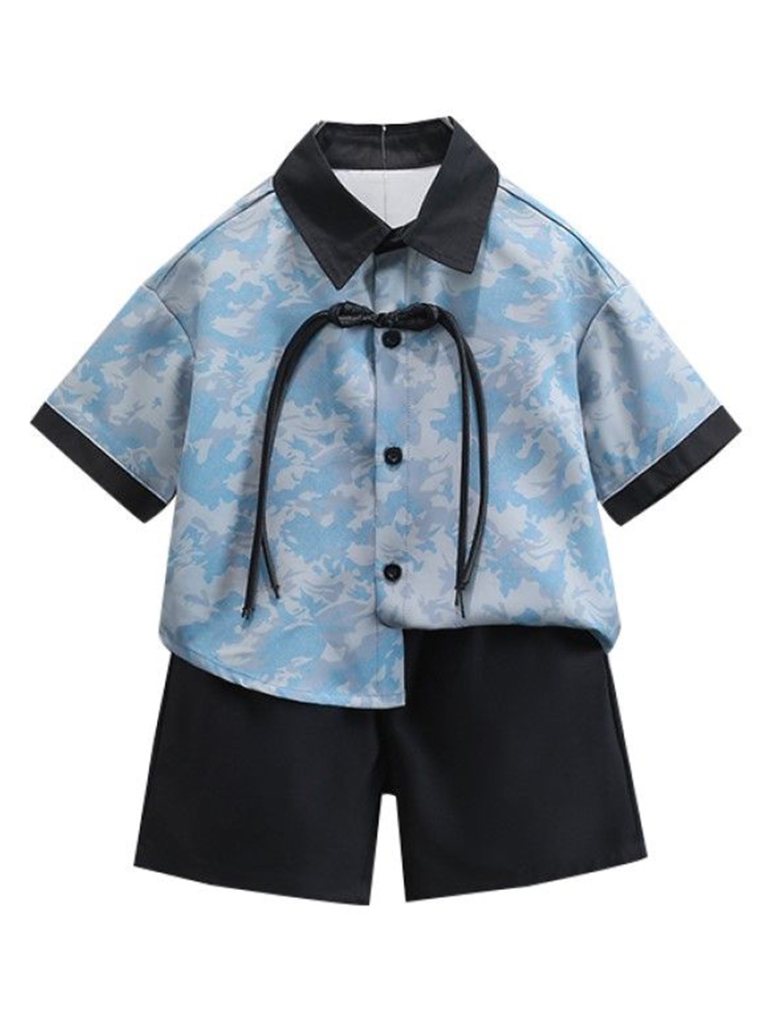 

StyleCast x Revolte Boys Printed Pure Cotton Shirt with Shorts, Blue