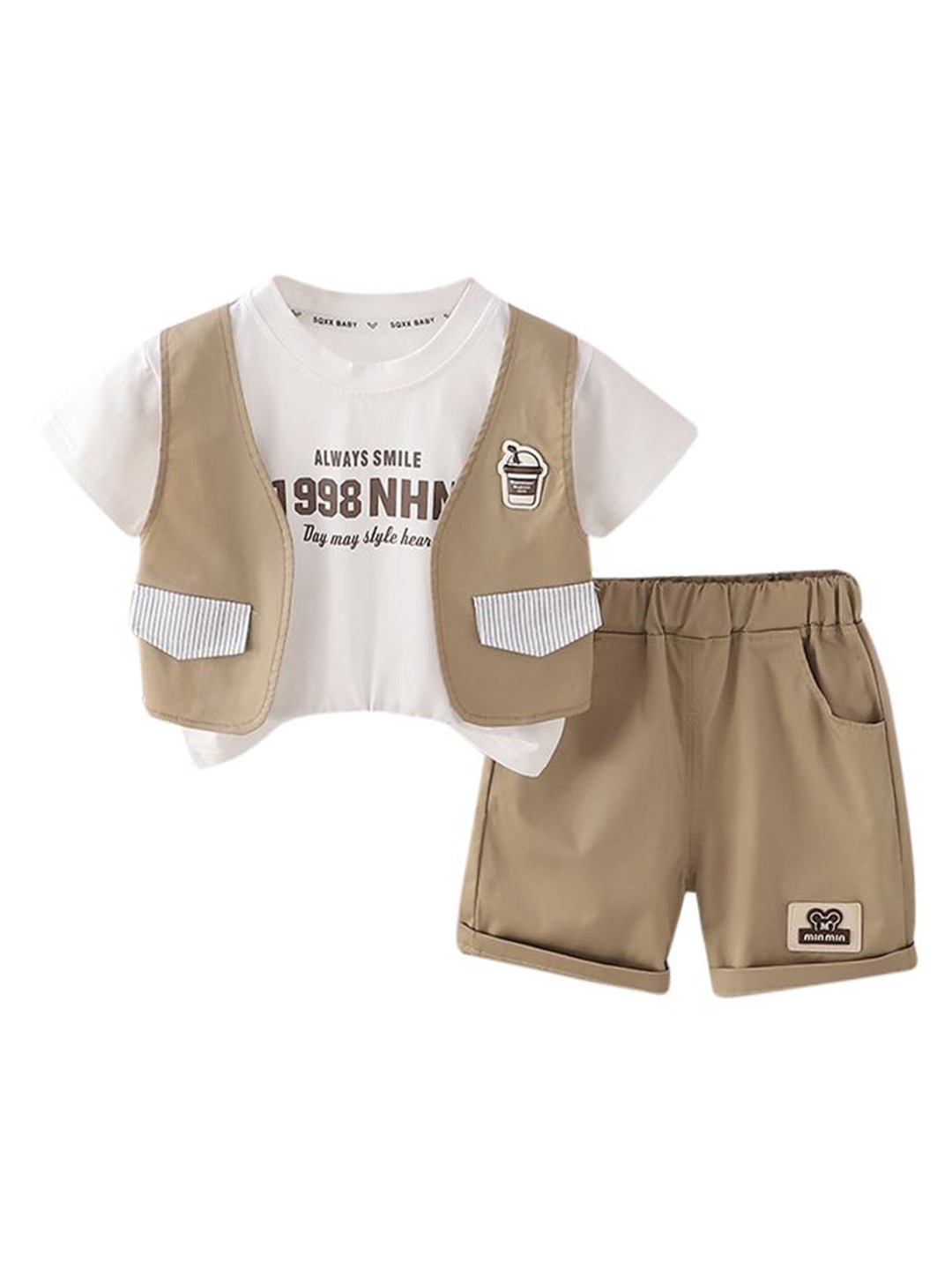 

StyleCast x Revolte Boys Printed T-shirt with Shorts & Waistcoat, White