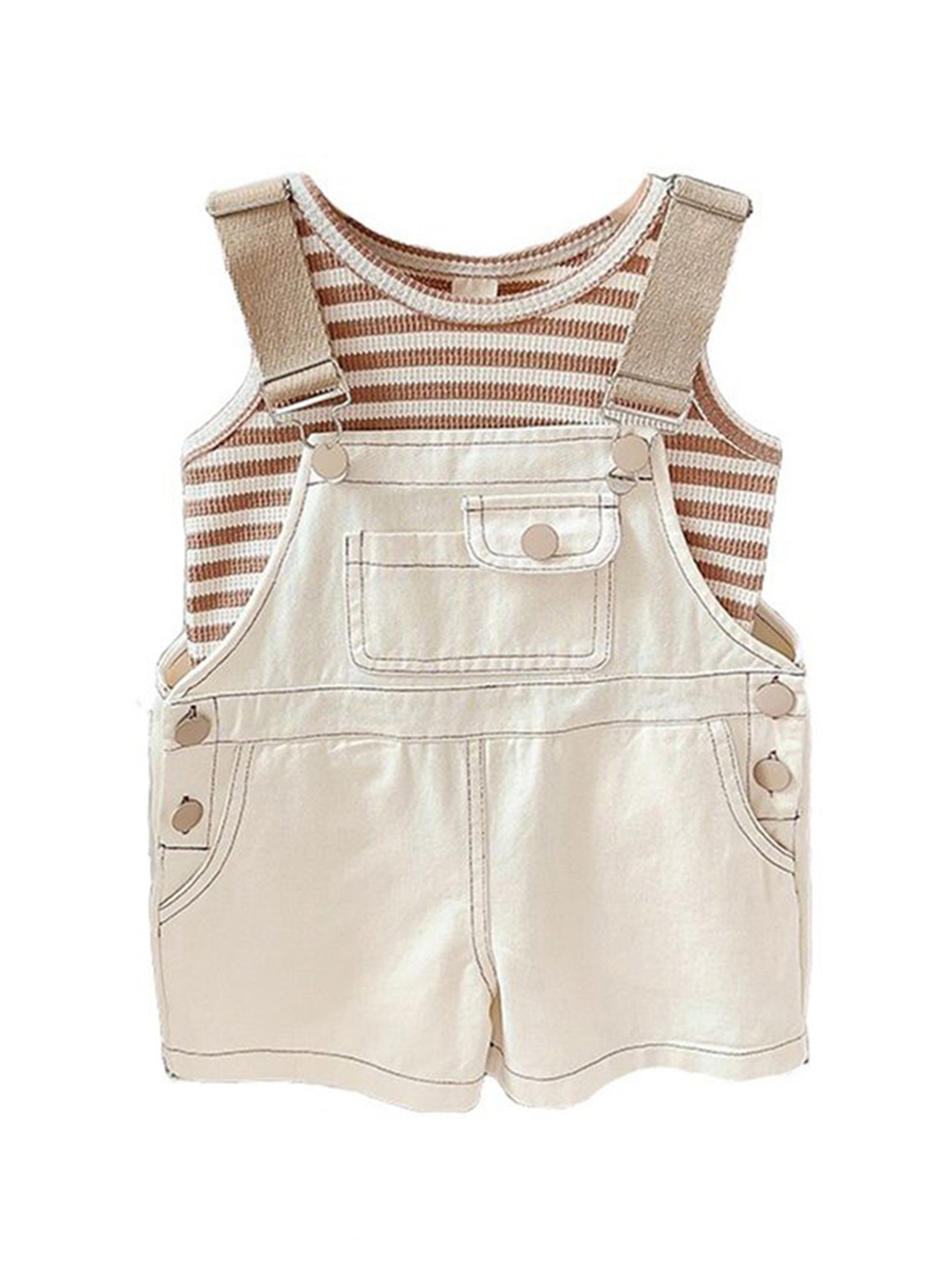 

StyleCast x Revolte Girls Striped Pure Cotton Top with Shorts, Beige