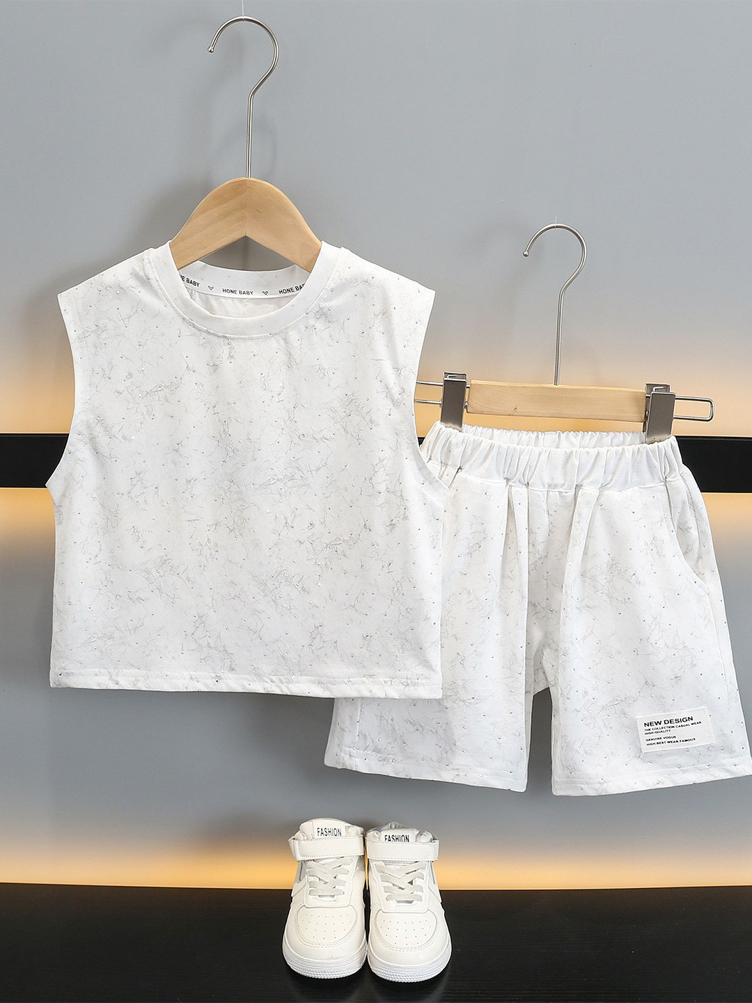 

StyleCast x Revolte Boys Printed Round Neck T-shirt with Shorts, White
