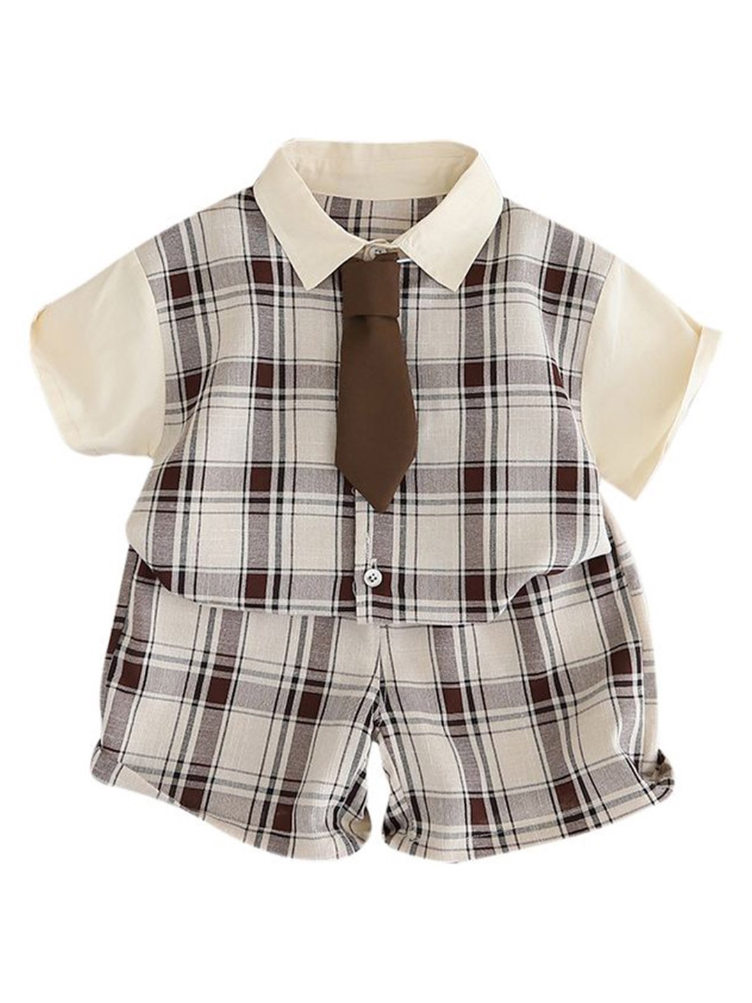 

StyleCast x Revolte Boys Checked T-shirt With Short, Brown