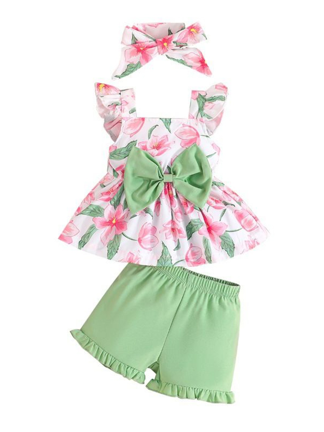 

StyleCast x Revolte Girls Printed Square Neck Top With Short, Green