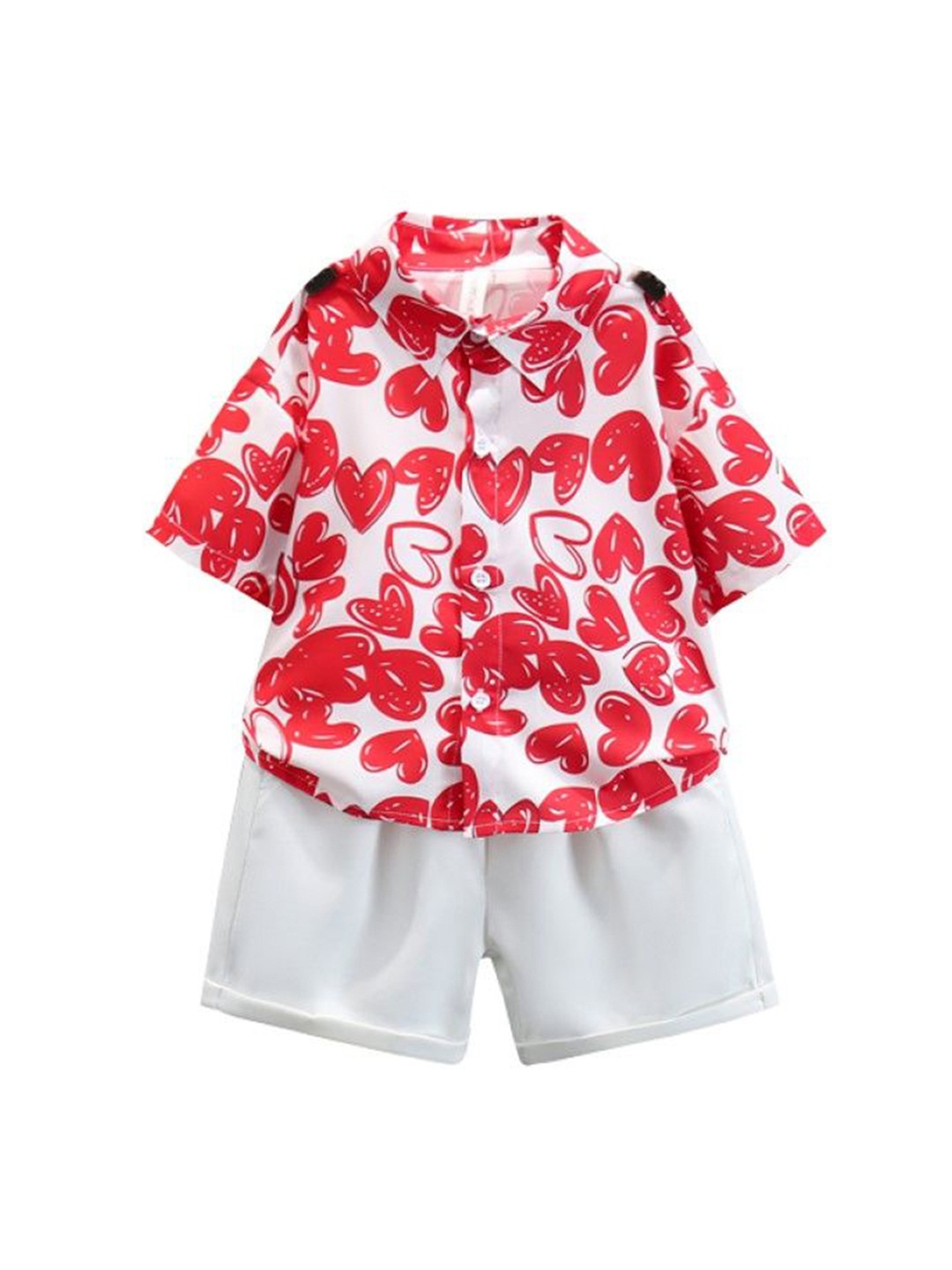 

StyleCast x Revolte Boys Red & White Printed Pure Cotton Shirt With Shorts