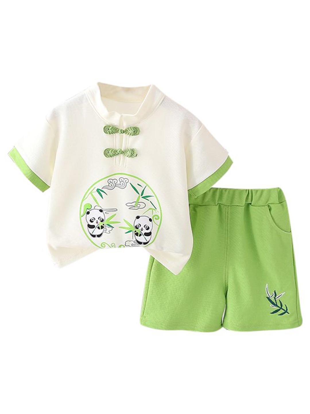 

StyleCast x Revolte Boys Printed Mandarin Collar T-shirt with Shorts, Green