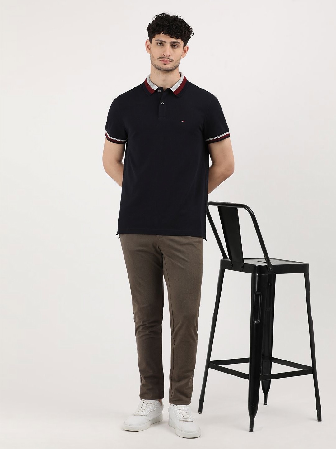 

Tommy Hilfiger Men Solid Nautical Polo Collar Cotton T-shirt, Navy blue