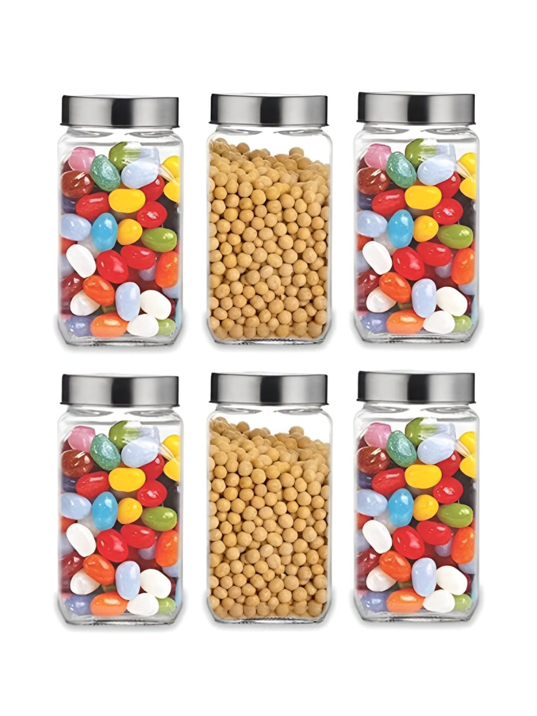 

tyche enterprises Transparent 6 Pieces Glass Containers 1L Each