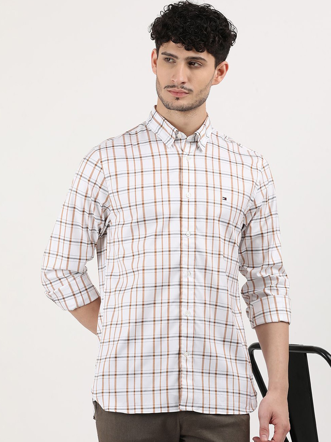 

Tommy Hilfiger Men Tartan Checks Opaque Checked Casual Shirt, White