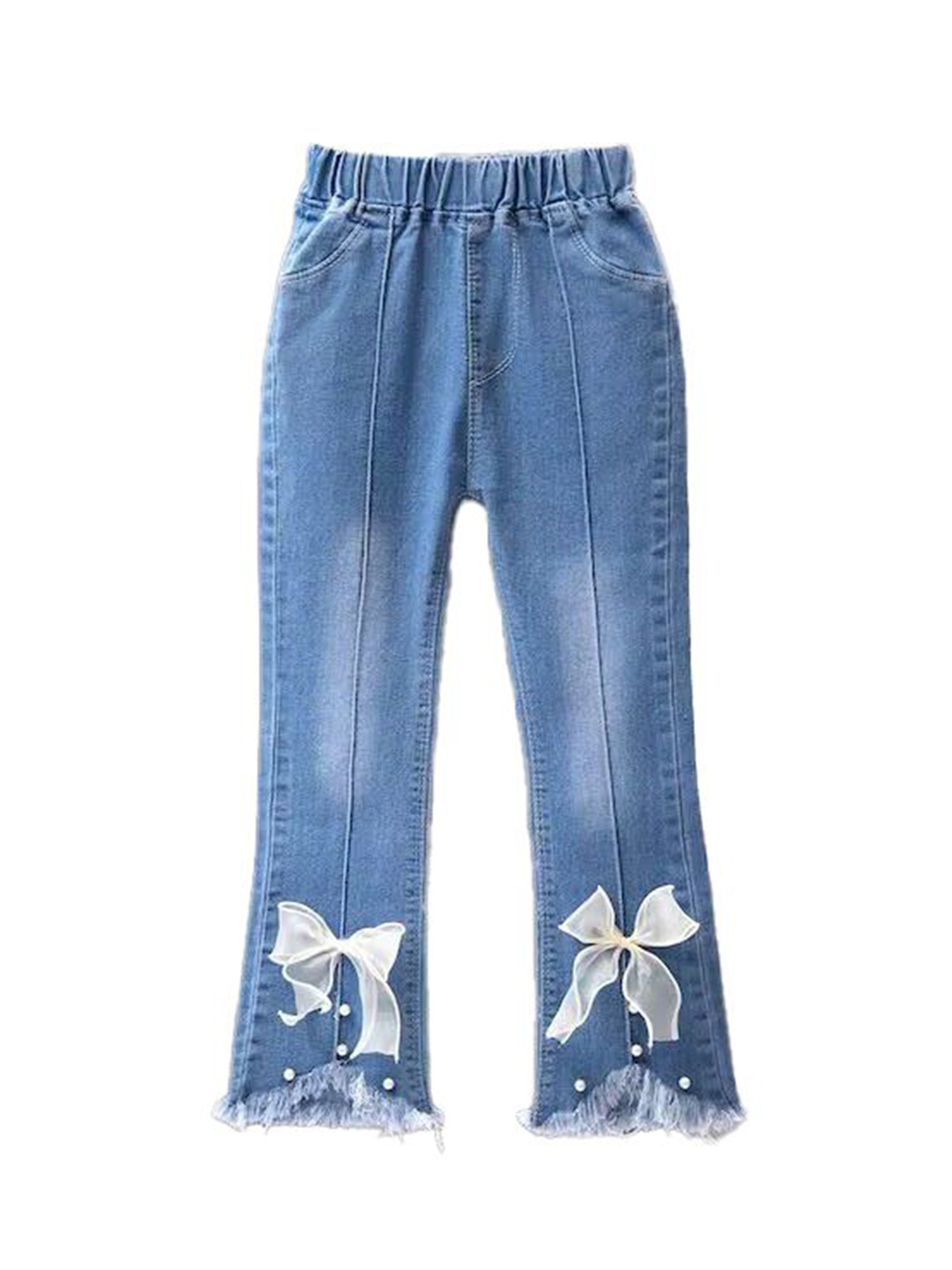 

StyleCast x Revolte Girls Mid-Rise Clean Look Embellished Detail Cotton Jeans, Blue