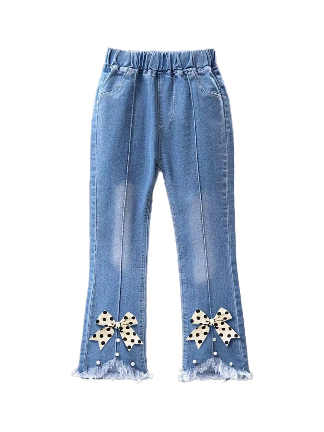 

StyleCast x Revolte Girls Mid-Rise Light Fade Clean Look Embellished Detail Cotton Jeans, Blue