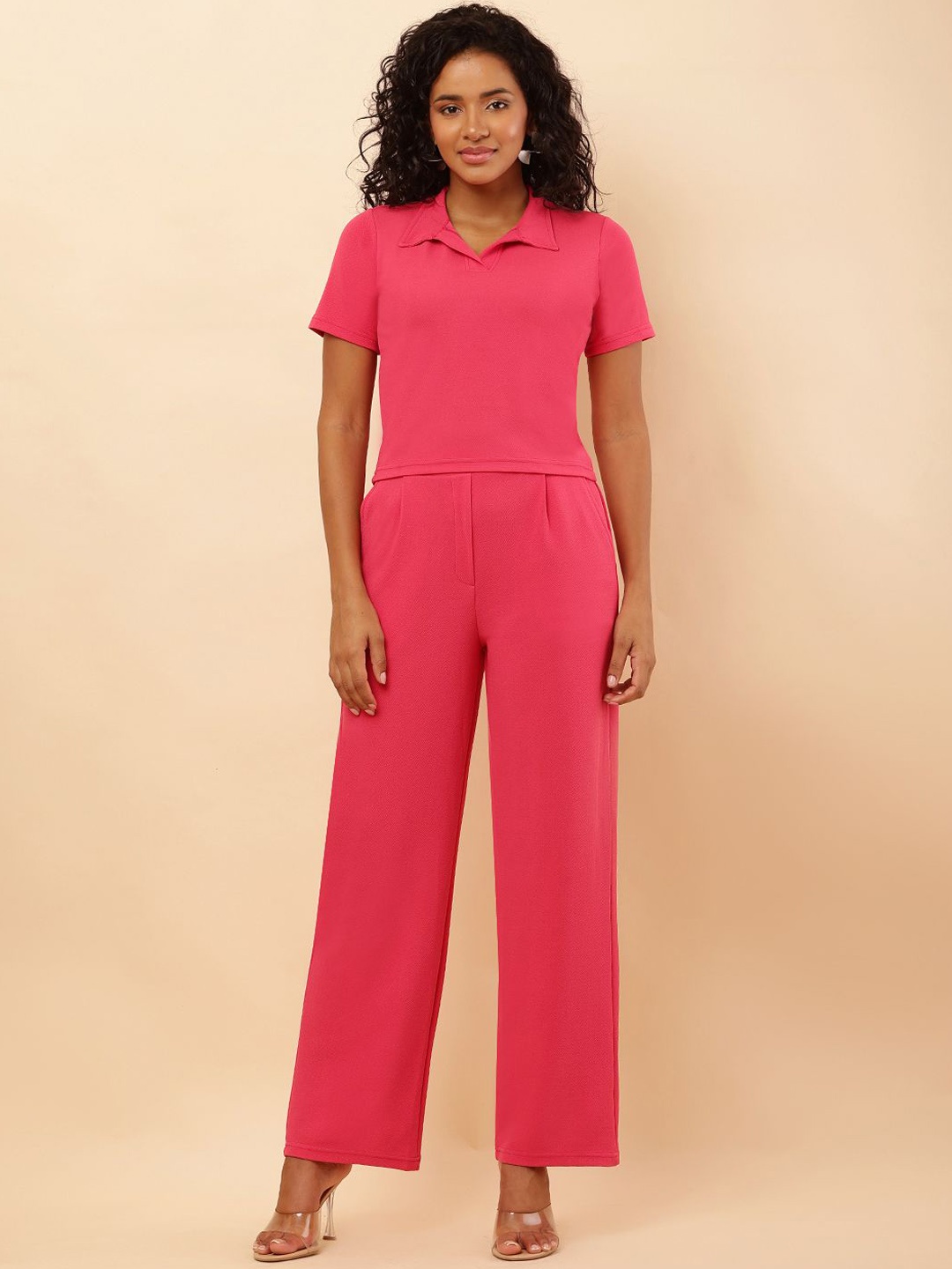 

SQew Polo Collar Top & Trouser, Pink