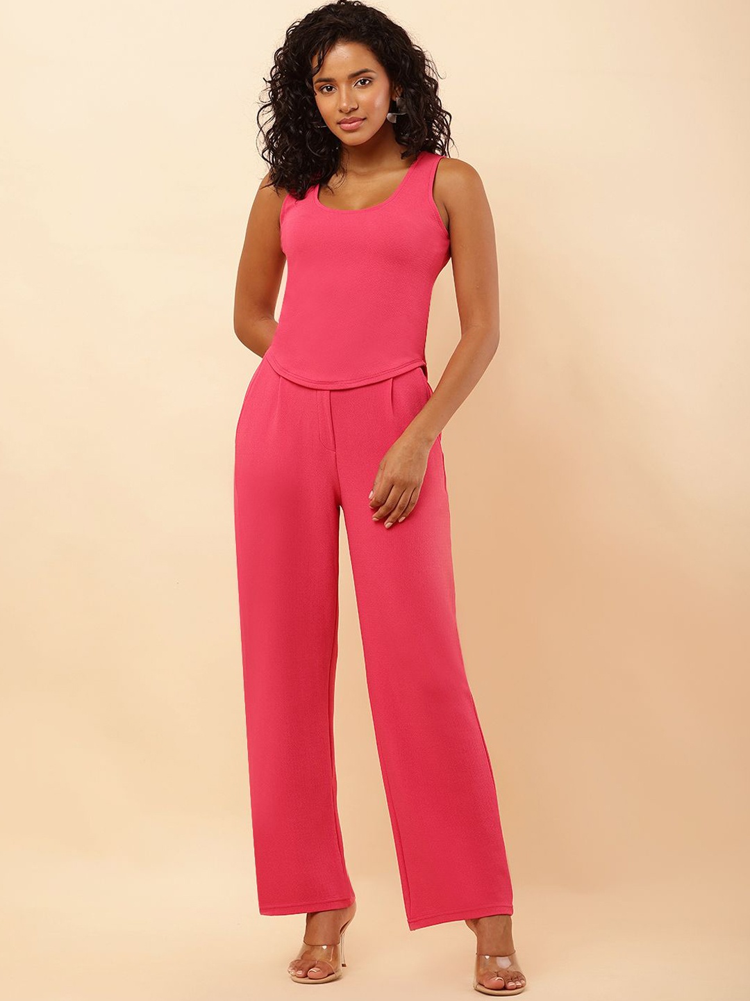 

SQew Sleeveless Tank Top With Trousers, Pink