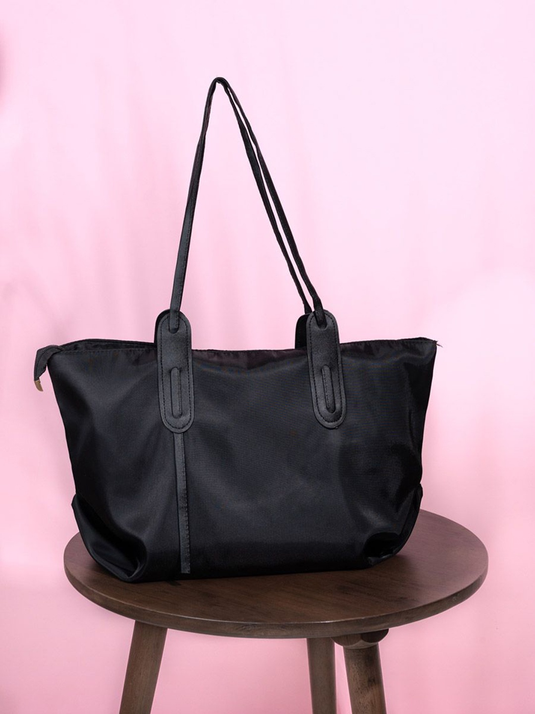 Styli PU Oversized Shopper Shoulder Bag, Black