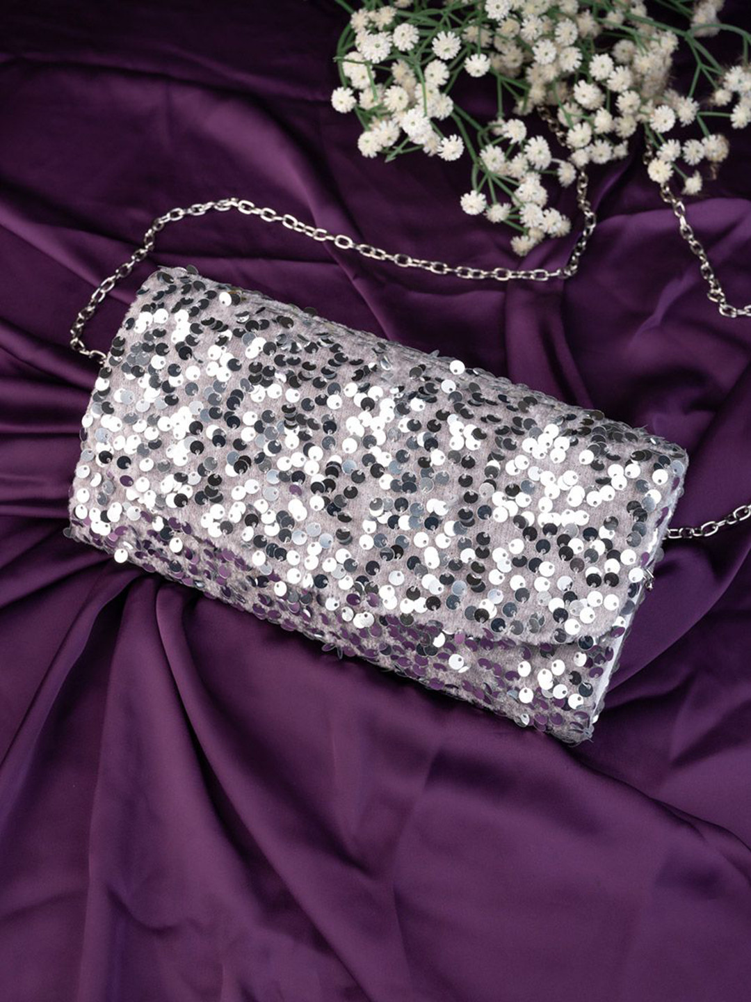 

Styli Embellished Purse Clutch, Silver