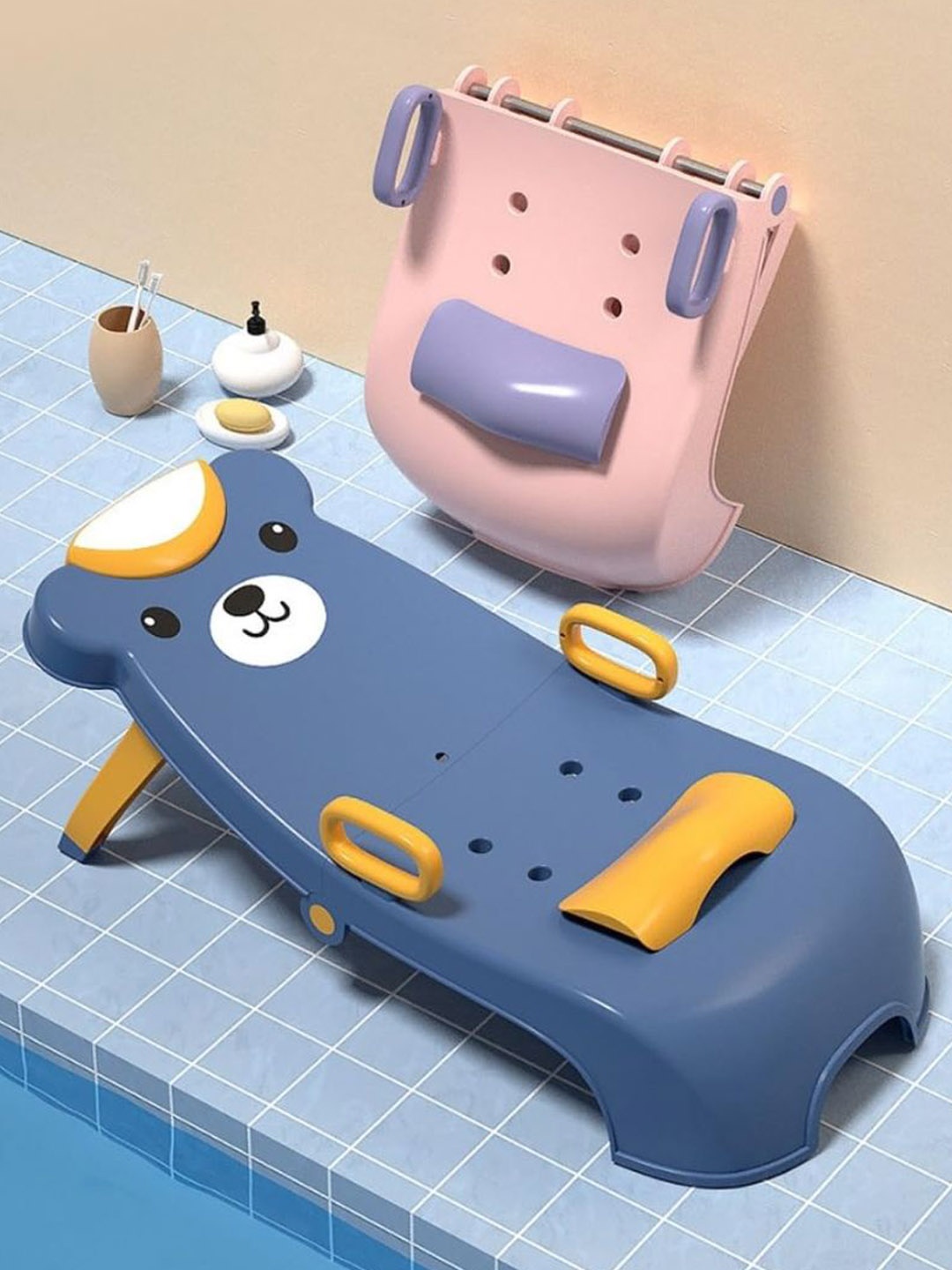 

GUCHIGU Blue Baby Anti-slip Bath Chair, Pink