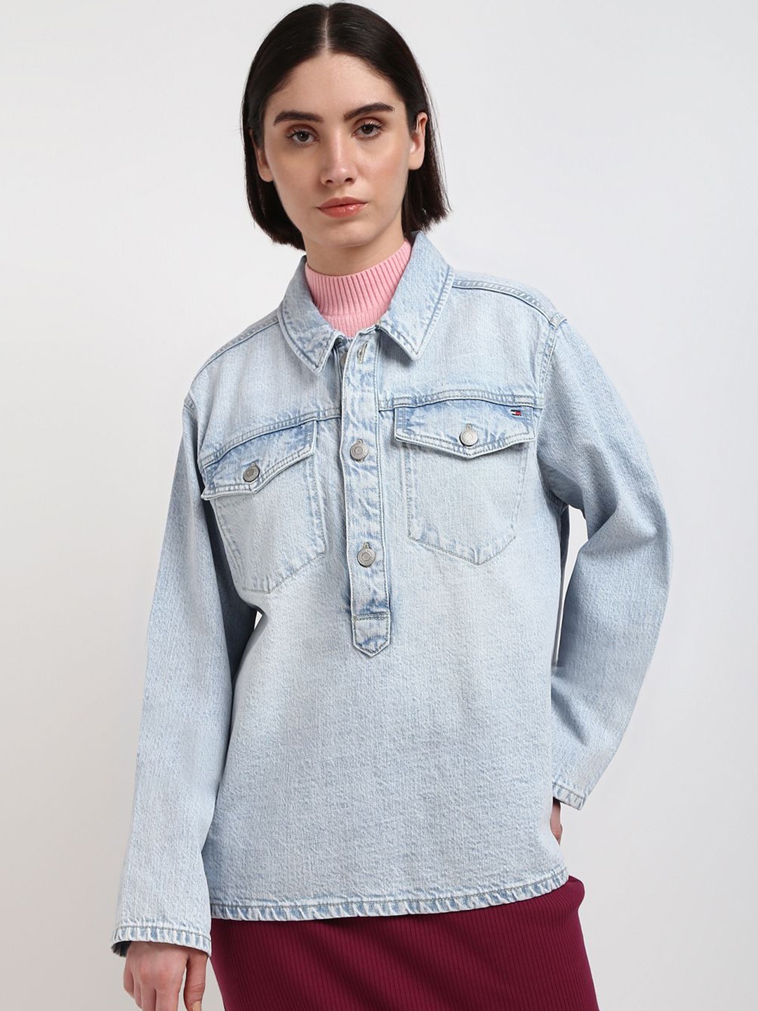

Tommy Hilfiger Women Solid Opaque Casual Shirt, Blue