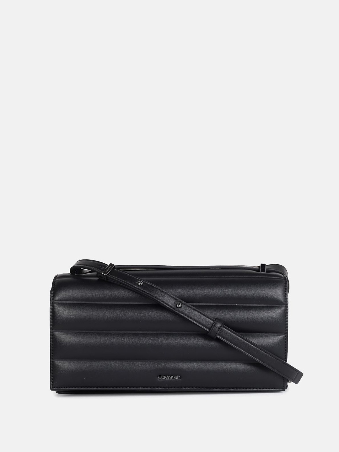 

Calvin Klein Textured Structured Sling Bag with Quilted Details, Black