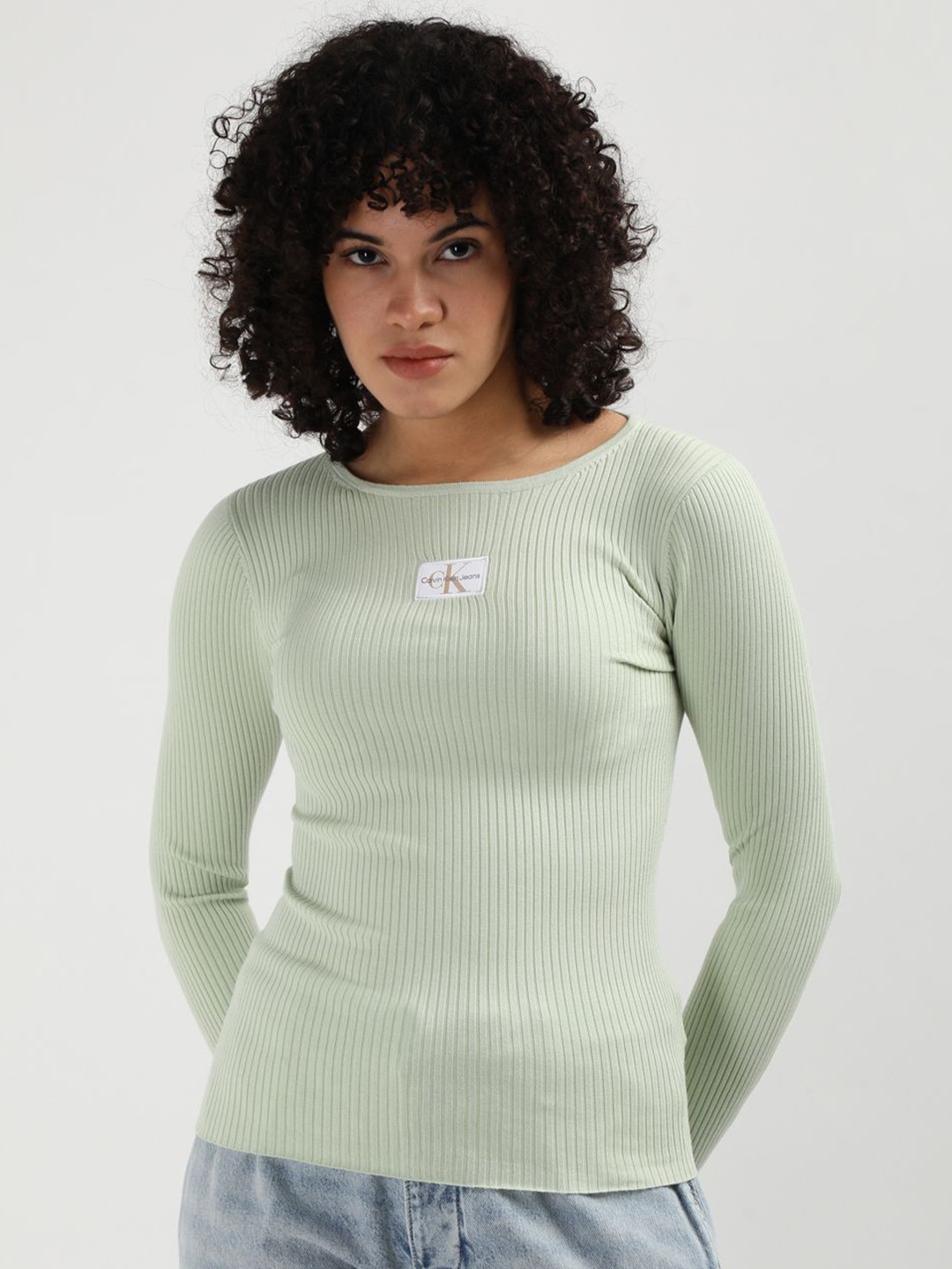 

Calvin Klein Jeans Women Striped Pullover, Green