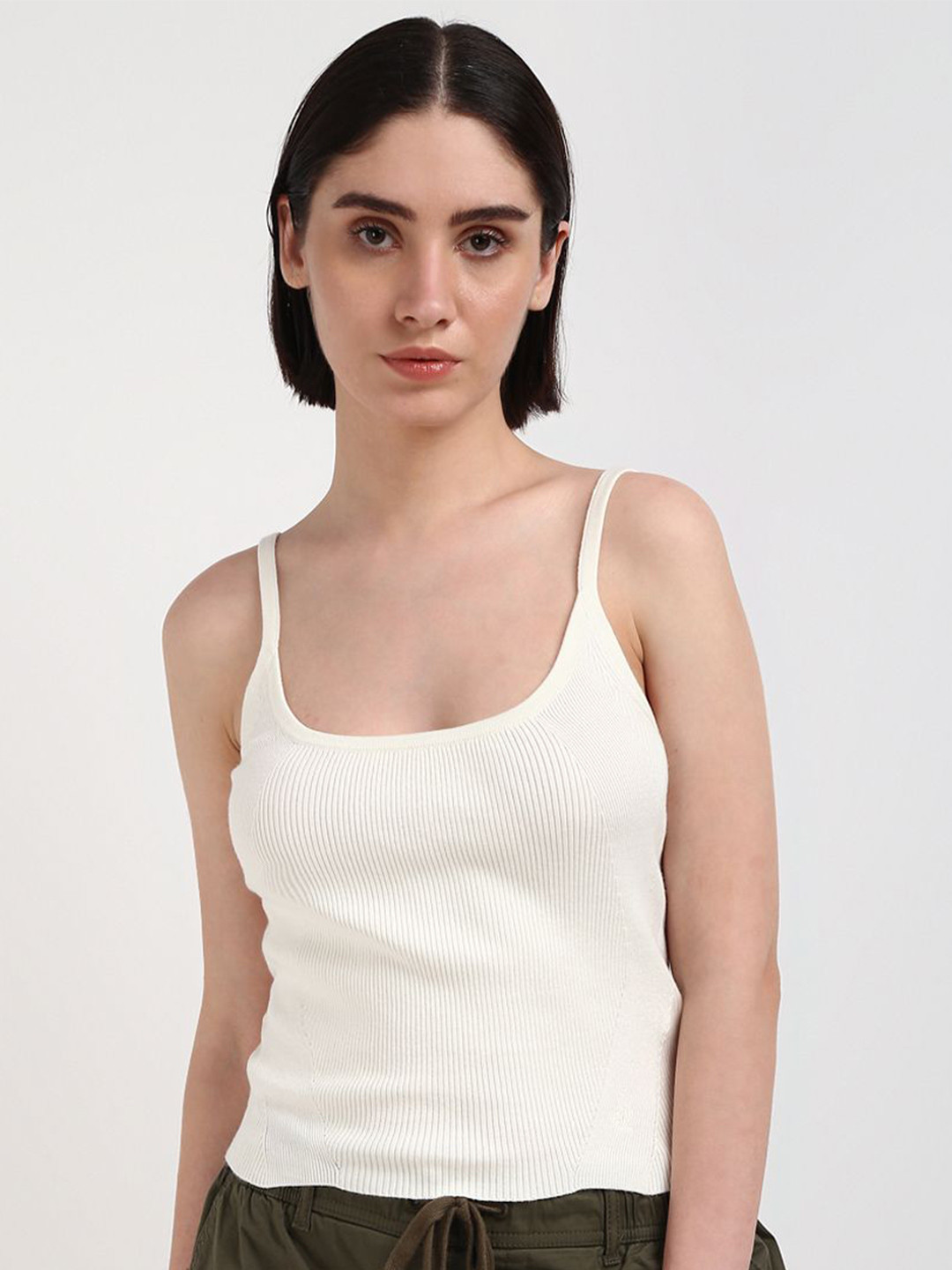 

Calvin Klein Jeans Ribbed Slim Fit Organic Cotton Camisole, White