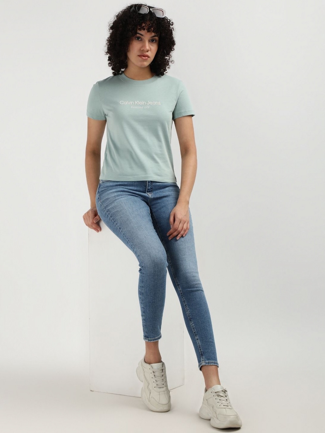 

Calvin Klein Women Printed Round Neck Cotton T-Shirt, Green