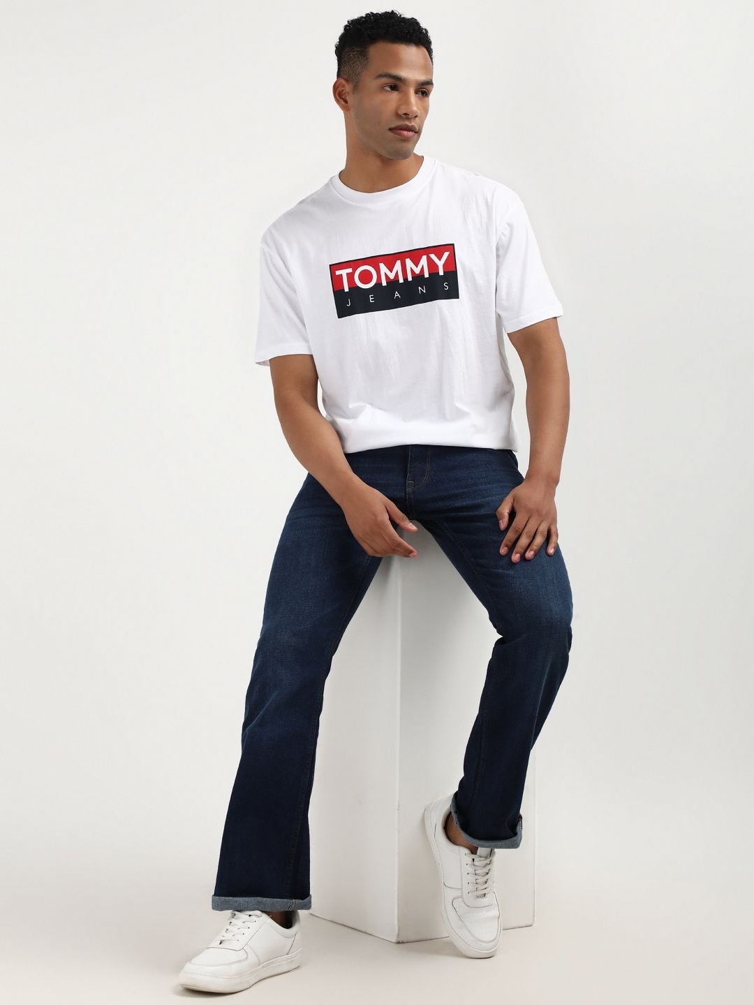 

Tommy Hilfiger Men Typography Printed Round Neck Pure Cotton T-shirt, White