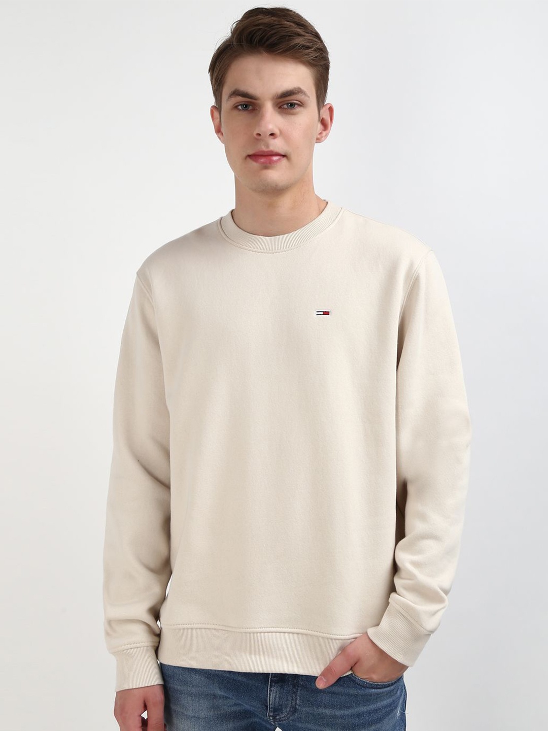 

Tommy Hilfiger Men Solid Long Sleeves Sweatshirt, Beige