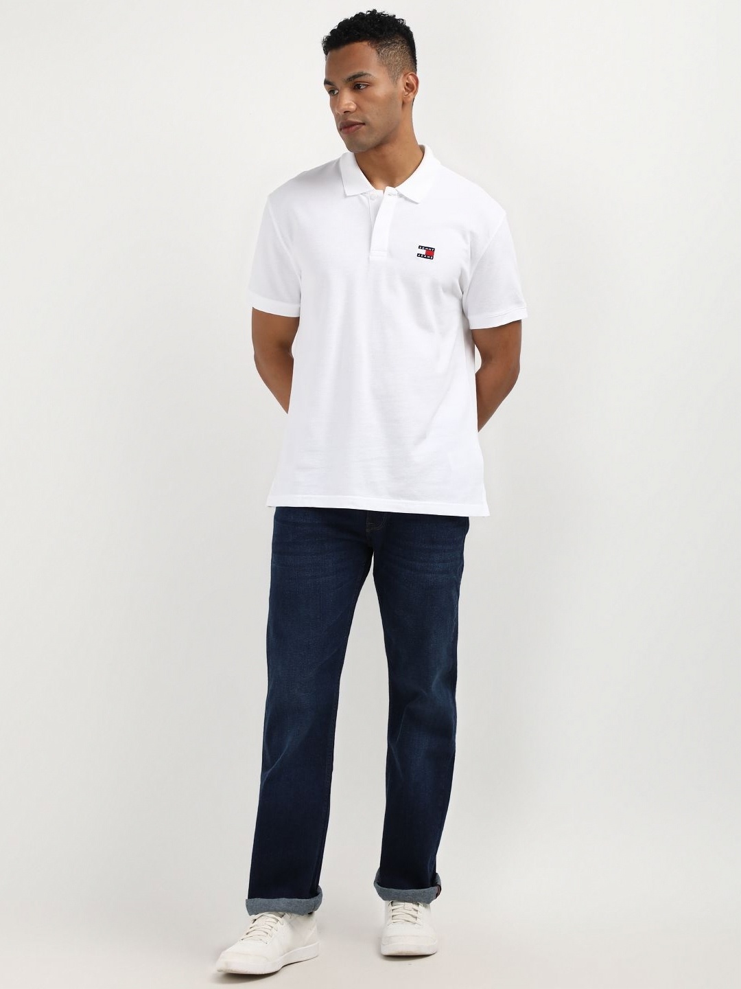 

Tommy Hilfiger Men Solid Polo Collar Pure Cotton T-shirt, White