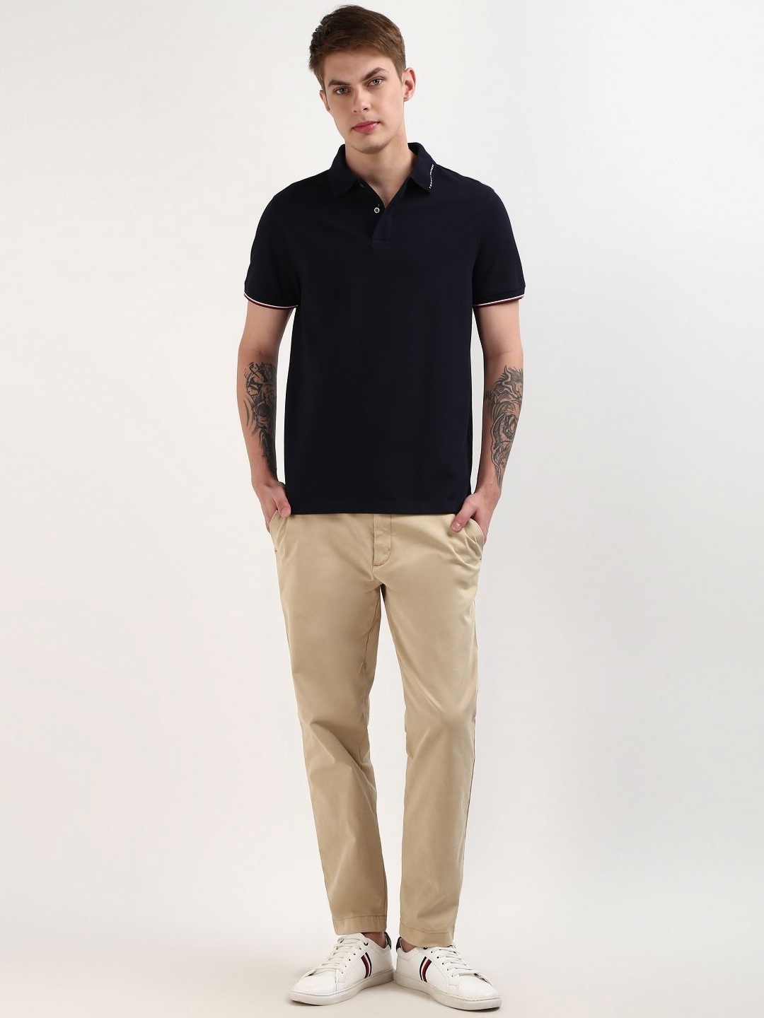 

Tommy Hilfiger Men Solid Polo Collar Organic Cotton T-shirt, Blue